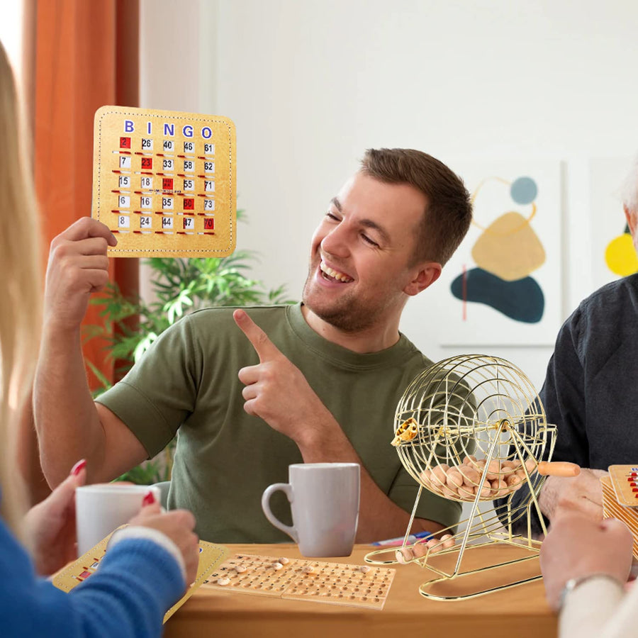 MR CHIPS Juego De Jaula De Bingo Y Bolas Con 25 Tarjetas Deslizantes Con Obturador