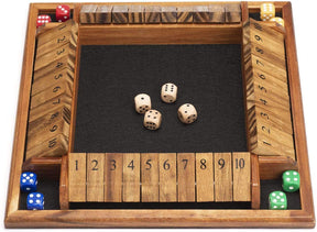 Juego de dados de 1 a 4 jugadores juego de matemáticas de mesa de madera con 12 dados e instrucciones de cierre AMEROUS