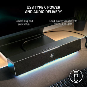 Barra de sonido para PC con controladores de rango completo Diseño compacto Alimentación USB tipo C y entrega de audio Bluetooth 5.0 Razer Leviathan V2 X