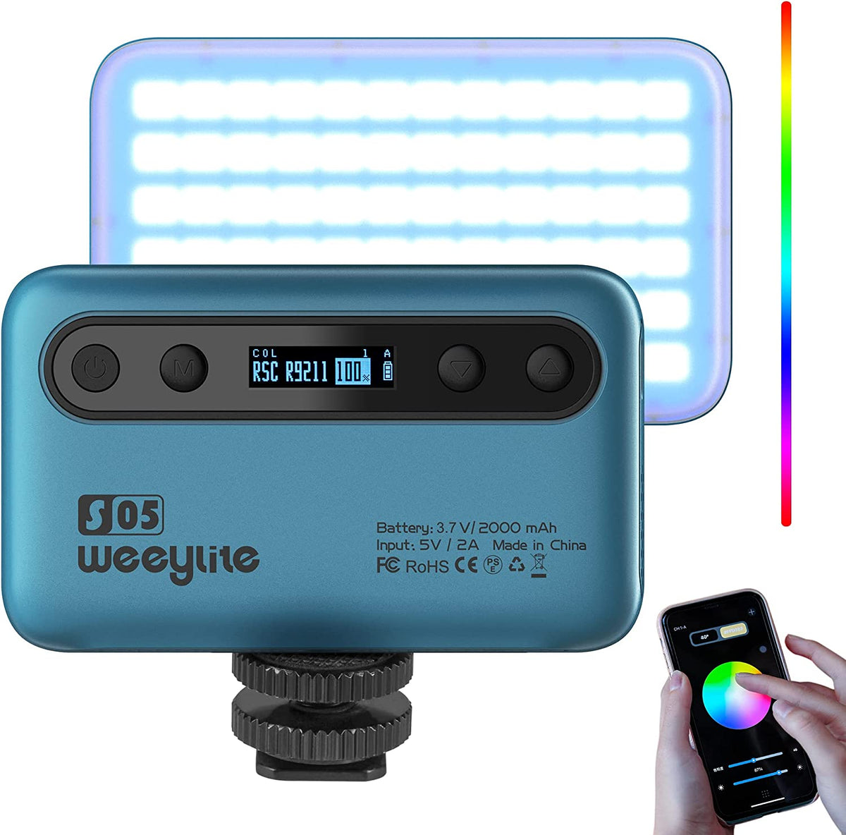 Panel de luz LED portátil de fotografía RGB, control remoto de aplicación de 5 W, luz de transmisión a todo color para streamers, video, fotografía, YouTube Tiktok Vlog Viltrox