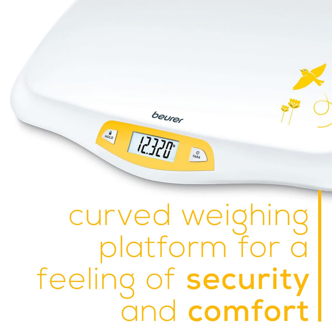 Balanza digital de bebé con cómoda plataforma curva Beurer