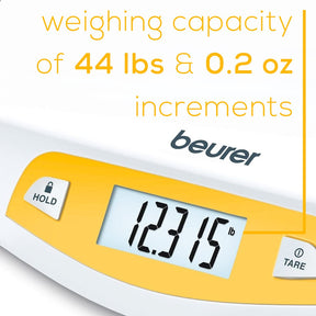 Balanza digital de bebé con cómoda plataforma curva Beurer