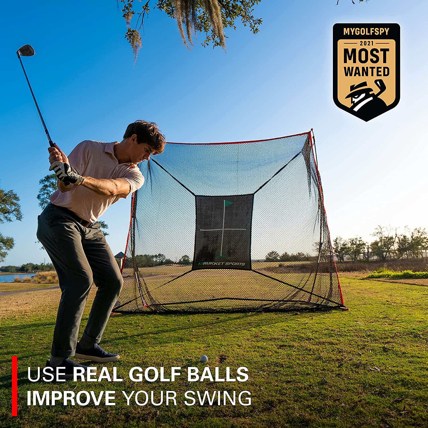Telón para práctica interior y exterior de golf en casa Rukket Haack Golf Net Pro