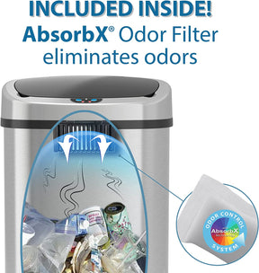 Bote de Basura sin contacto con sistema de control de olor, ovalado, acero inoxidable iTouchless