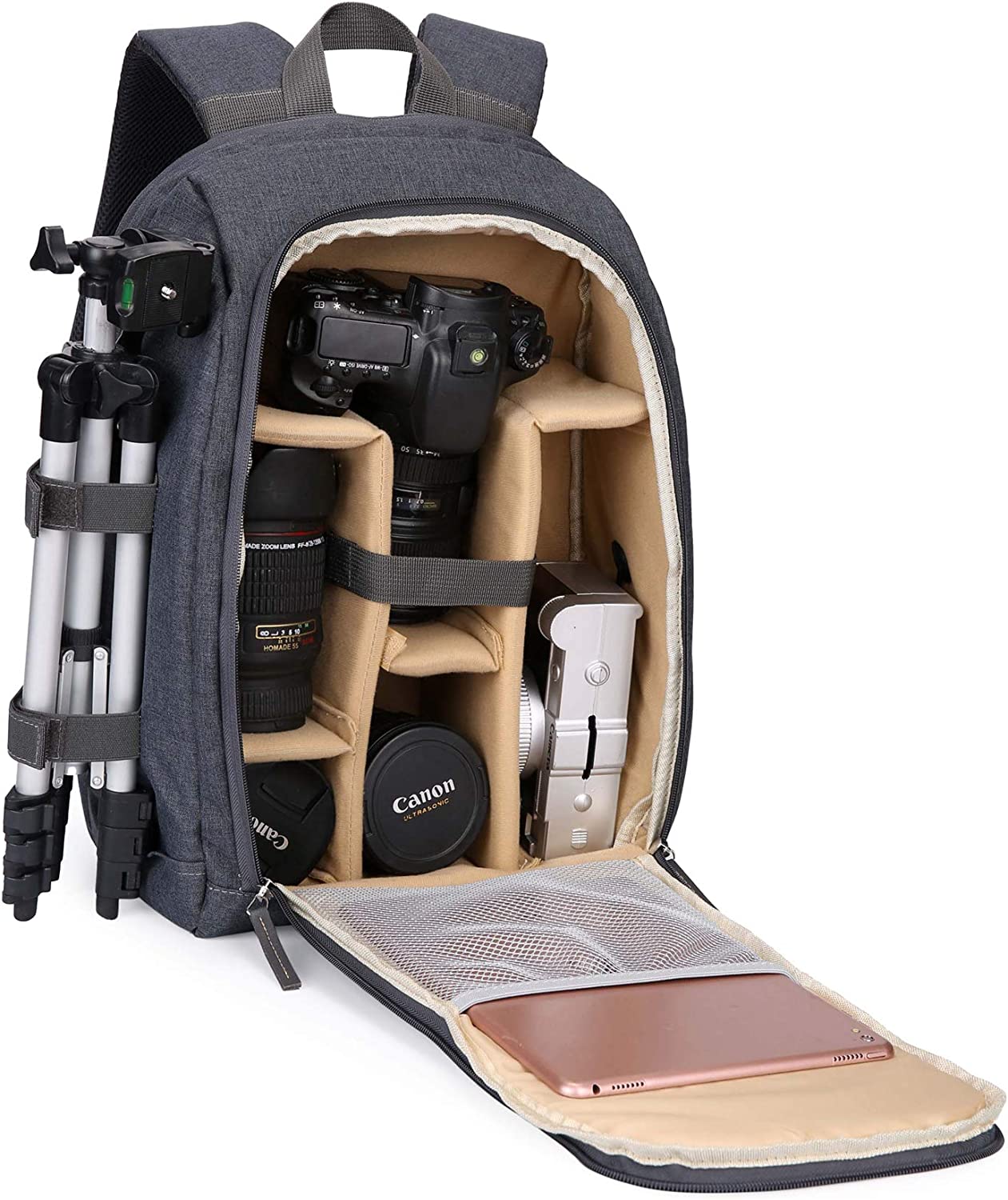 Mochila para cámara fotográfica DSLR impermeable con compartimento para laptop, soporte para trípode para cámaras DSLR SLR G-raphy