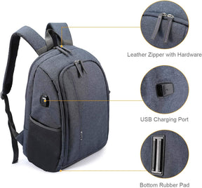 Mochila para cámara fotográfica DSLR | Impermeable con compartimento para laptop