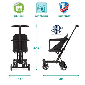 Coche Stroller Rider, ligero, con una sola mano, fácil de plegar, color negro Dream on me