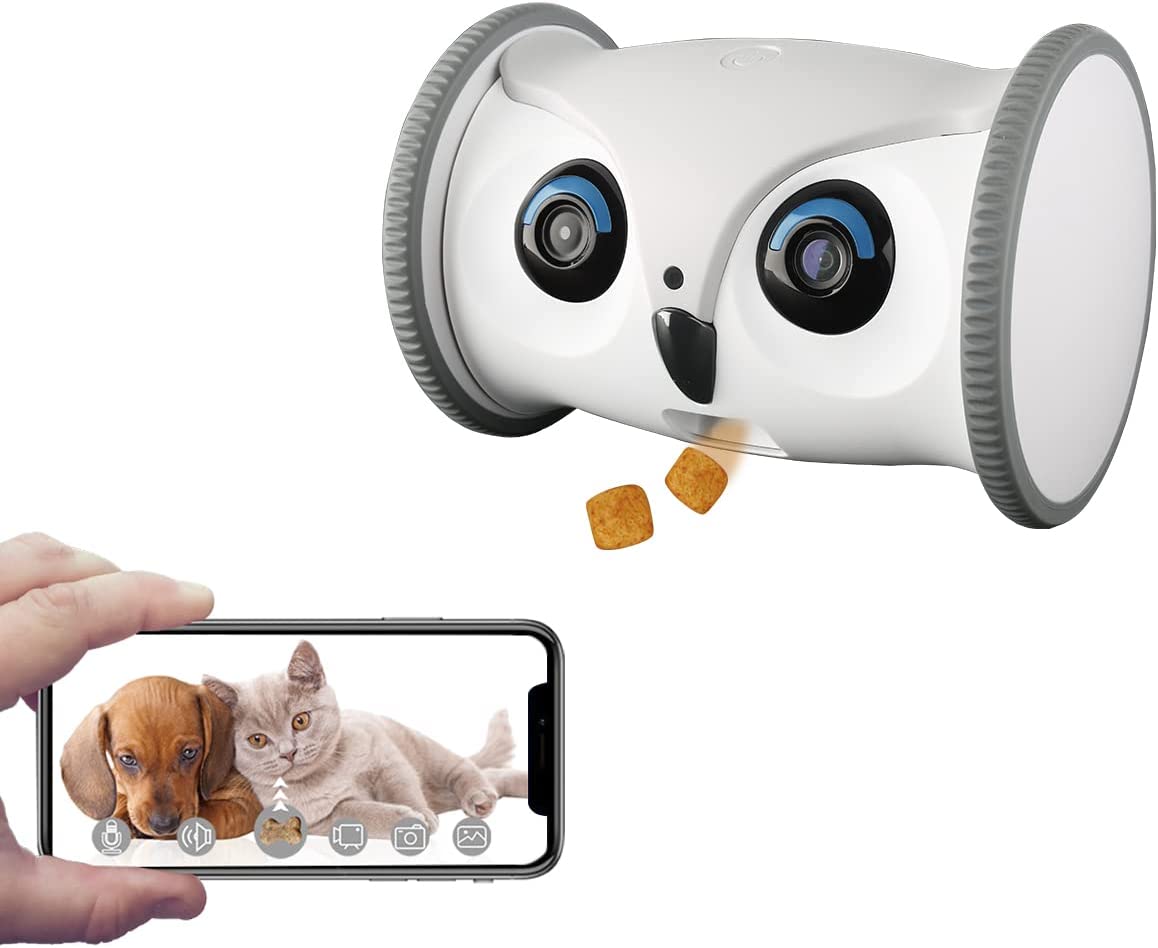 Cámara móvil Full HD para mascotas con dispensador de golosinas, Skymee