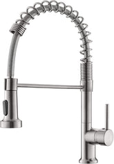 Grifería llave de lavaplatos con rociador desplegable | Acero inoxidable