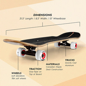 Monopatín Magneto SUV Completamente ensamblado Tamaño estándar completo de 31" x 8.5" Cubierta de arce canadiense de 7 capas Magneto