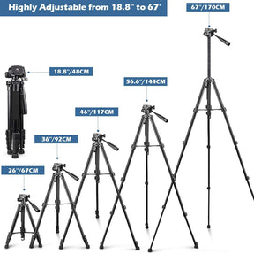 Trípode de cámara de 67"| Compatible con todas las cámaras