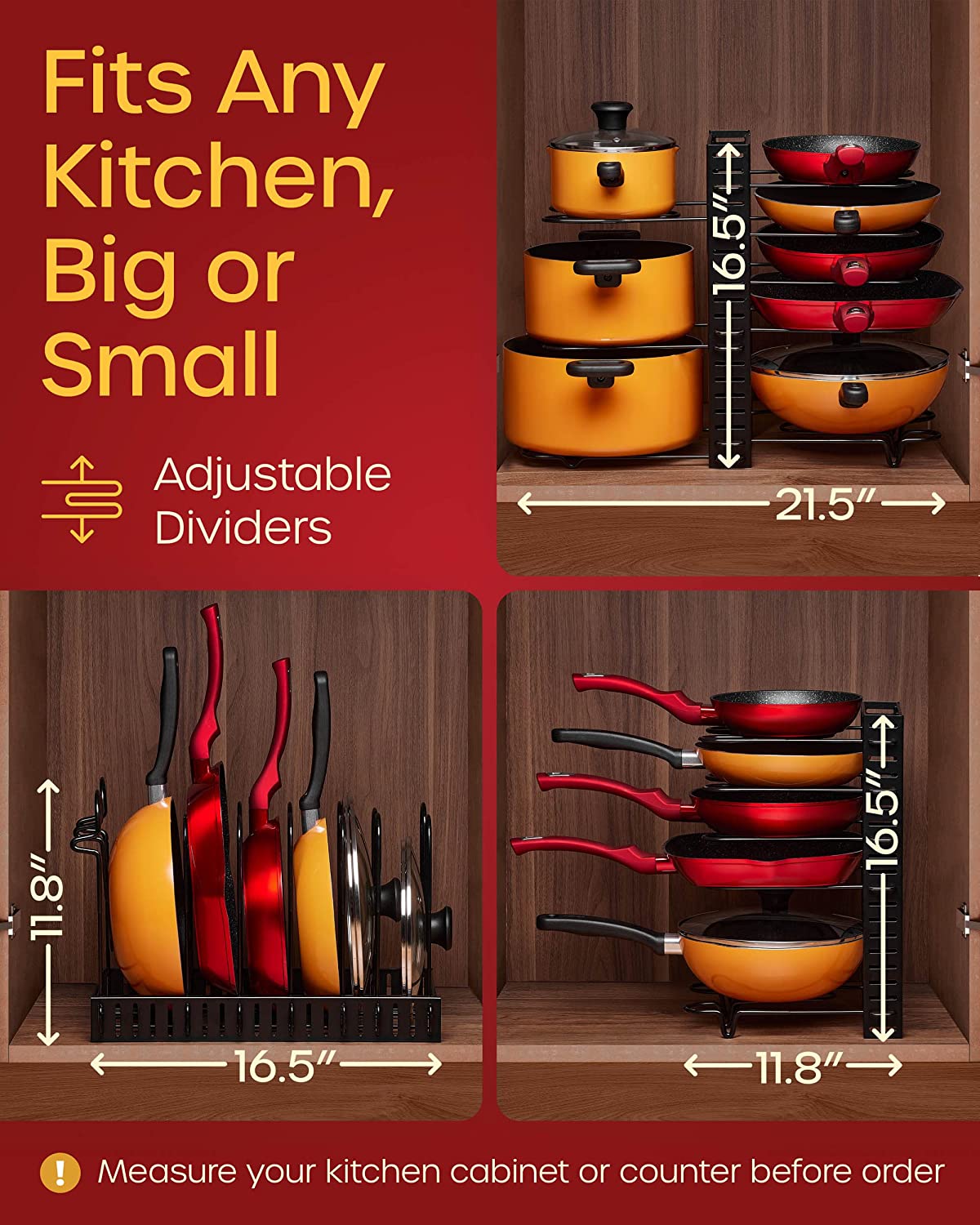 Organizador de ollas y sartenes mueble de cocina, ajustable con 8 niveles Mudeela