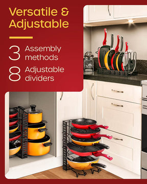 Organizador de ollas y sartenes mueble de cocina, ajustable con 8 niveles Mudeela