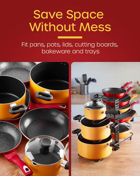 Organizador de ollas y sartenes mueble de cocina, ajustable con 8 niveles Mudeela