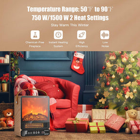 Mini chimenea eléctrica | Calentador eléctrico de 750W - 1500W