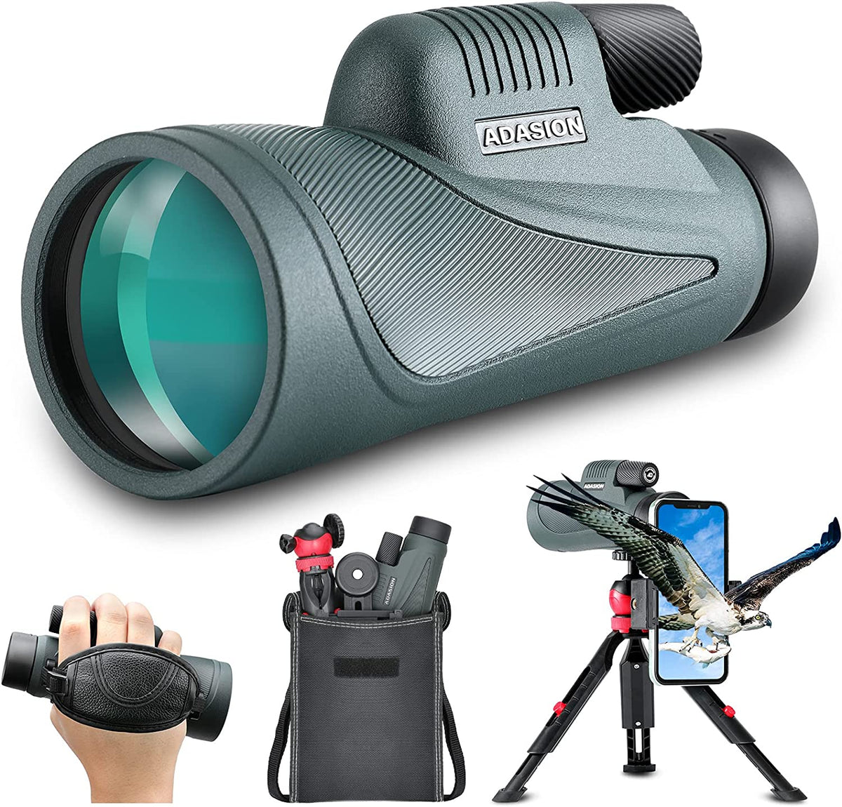 Telescopio monocular HD con adaptador para teléfono