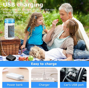 Ventilador de aire acondicionado portátil 4 en 1, USB, mini enfriador de aire