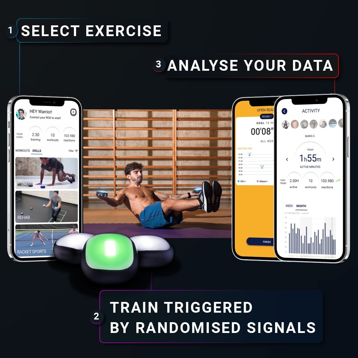 Kit de entrenamiento cognitivo y de reacción con Smart App-Connect para deportes y terapia ROX