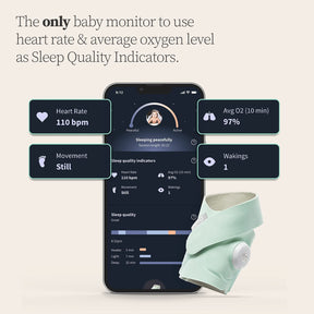 Monitor inteligente para bebés | Mide calidad de sueño con frecuencia cardíaca y oxígeno
