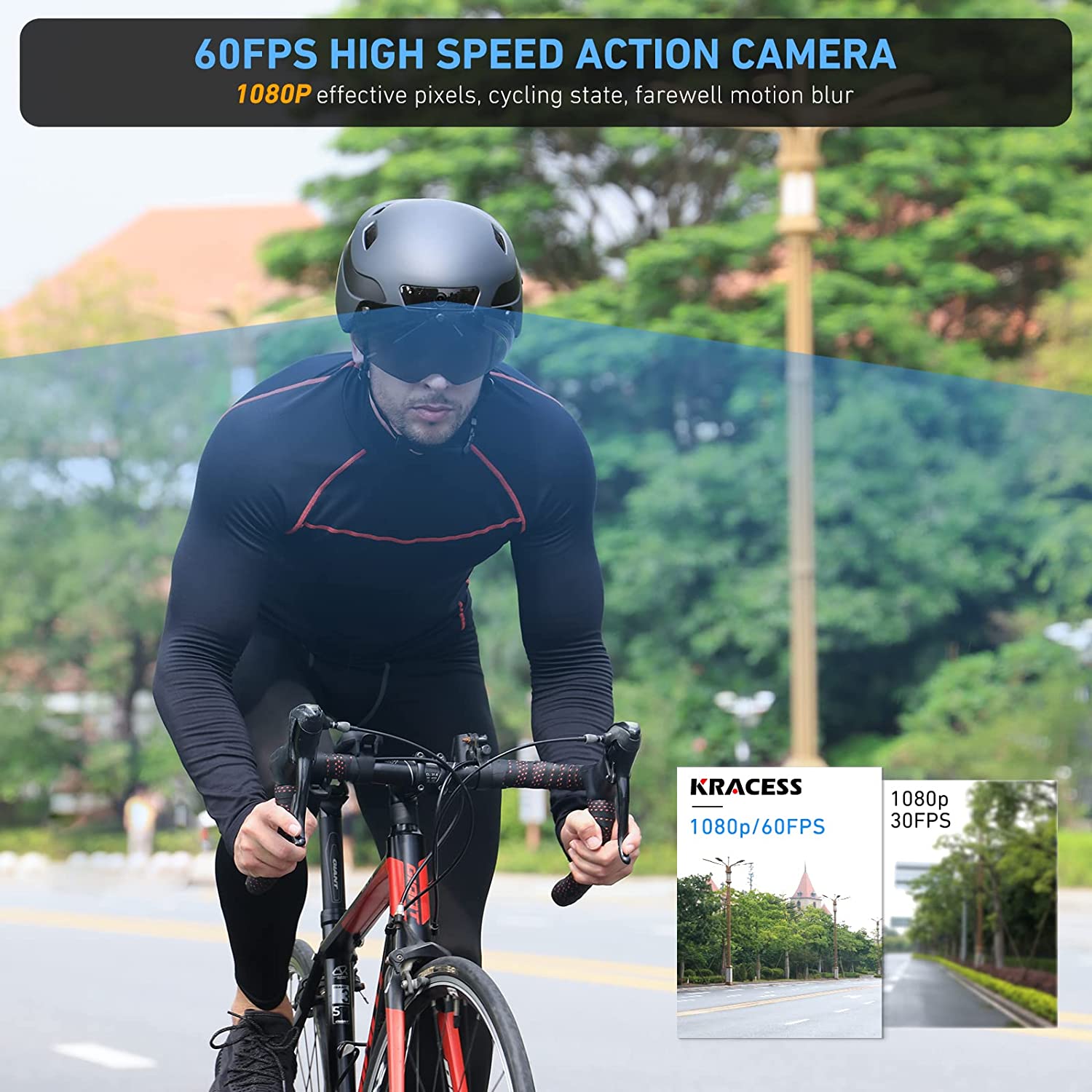 Cascos de bicicleta inteligentes para adultos con cámara deportiva de 1080P 60 fps, doble antena Bluetooth KRS-S1 KRACESS